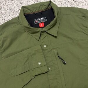 686 Everywhere Snap Up Shirt Green Long Sleeve Technical Zip Pocket Mens Small